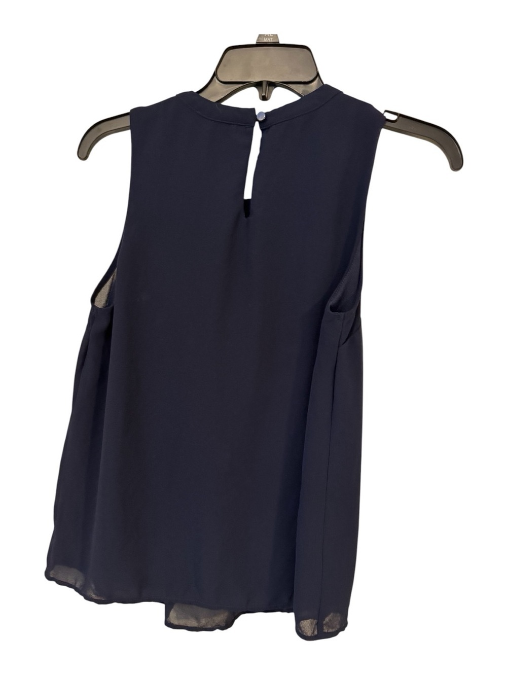 Monteau Los Angeles Blouse Women M Navy Blue Sleeveless Pleated Keyhole Flowy - Picture 3 of 5